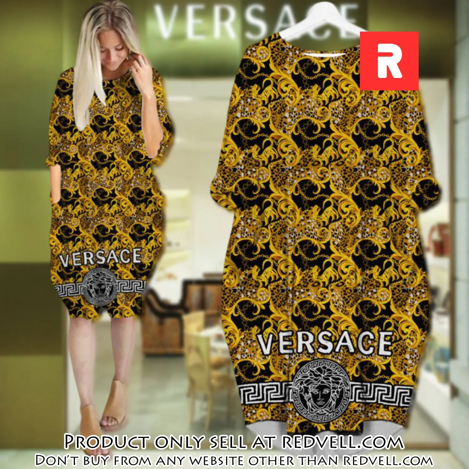 Gianni versace gold batwing pocket dress luxury brand for women pd061 rv4837924